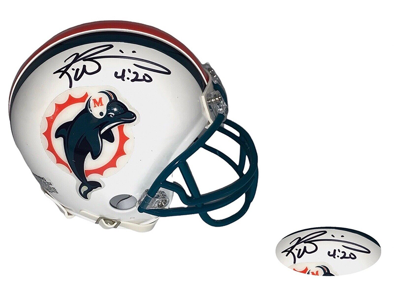 Ricky Williams 4:20 Insc Autographed Miami dolphins Replica Min Helmet (JSA)