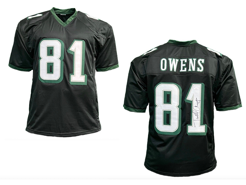 Terrell Owens Autographed Pro Style Green Football Jersey (JSA)