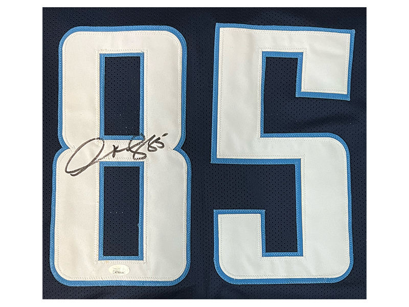 Derrick Mason Autographed Tennessee Blue  Football Jersey (JSA)