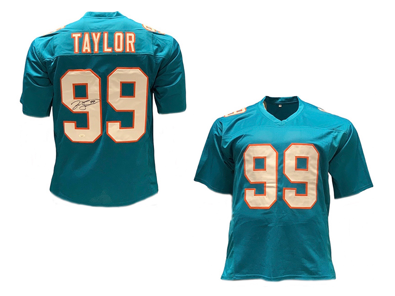 Jason Taylor Autographed Miami Aqua Football Jersey (JSA)