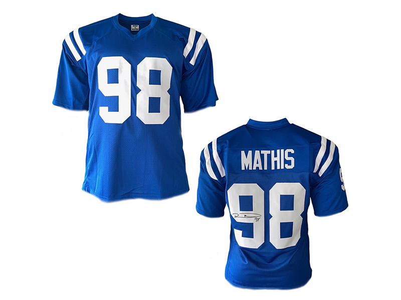 Robert Mathis Autographed Indianapolis  Blue Football Jersey (JSA)