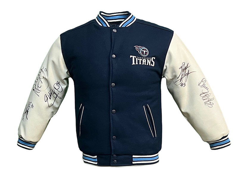 Steve McNair Eddie George Blaine Bishop Autographed Tennessee Titans Jacket JSA