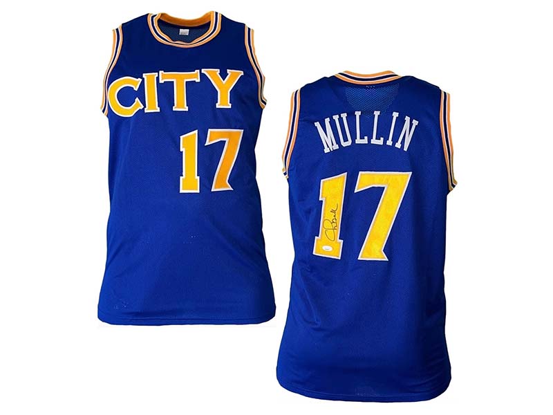 Chris Mullin Autographed Pro Style City Blue Basketball Jersey JSA