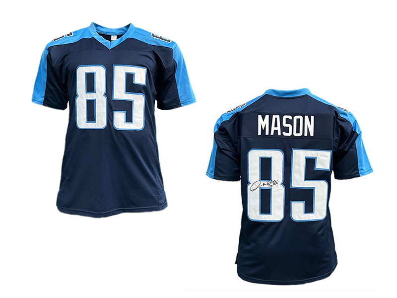 Derrick Mason Autographed Tennessee Blue  Football Jersey (JSA)