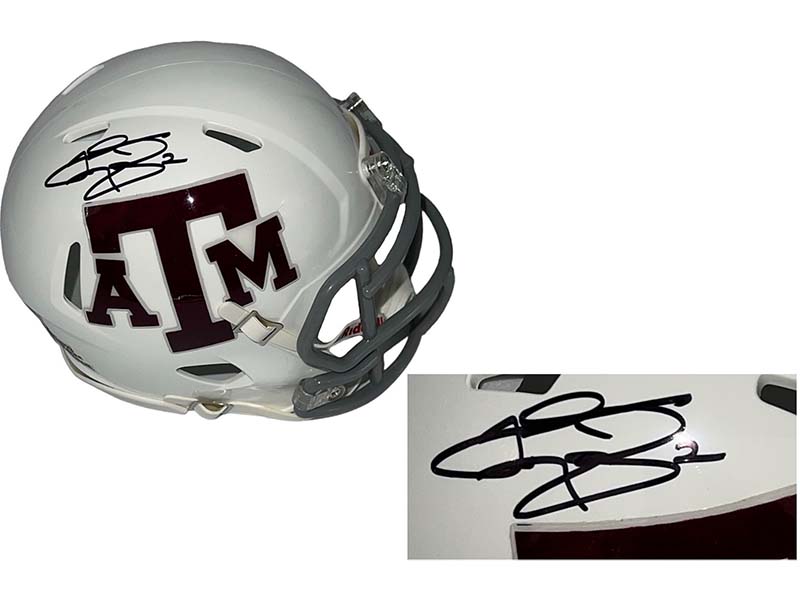 Johnny Manziel Autographed Texas A&M Aggies Speed Mini White Football Helmet Beckett