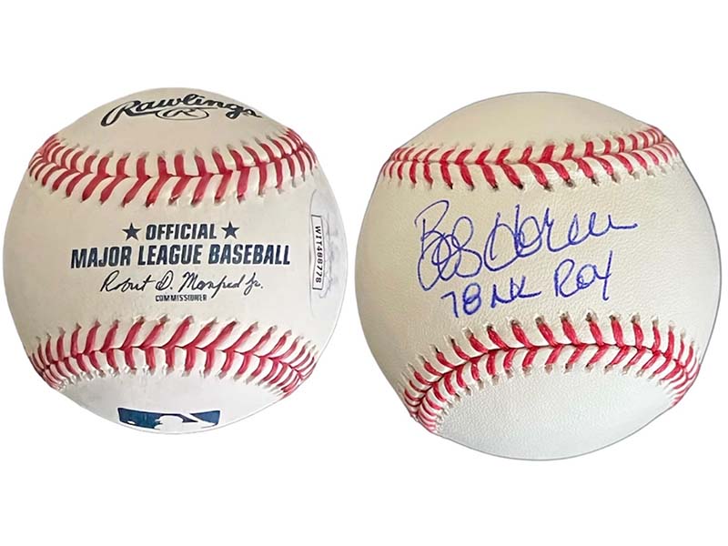 Bob Horner Autographed official Major League 78 NL Roy Inscription Baseball (JSA)