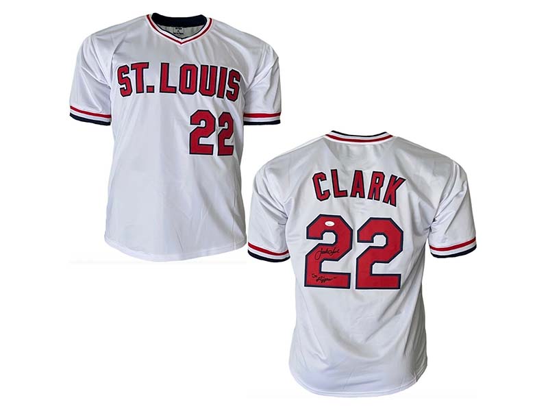 Jack Clark Autographed St. Louis The Ripper Inscription St. Louis White Baseball Jersey JSA