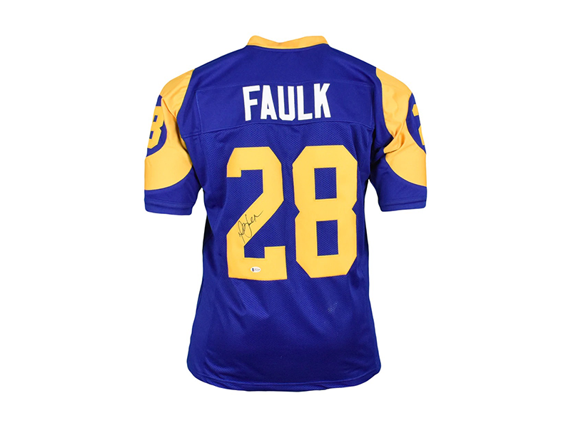 Marshall Faulk St. Louis Autographed Blue Pro Style Football Jersey JSA