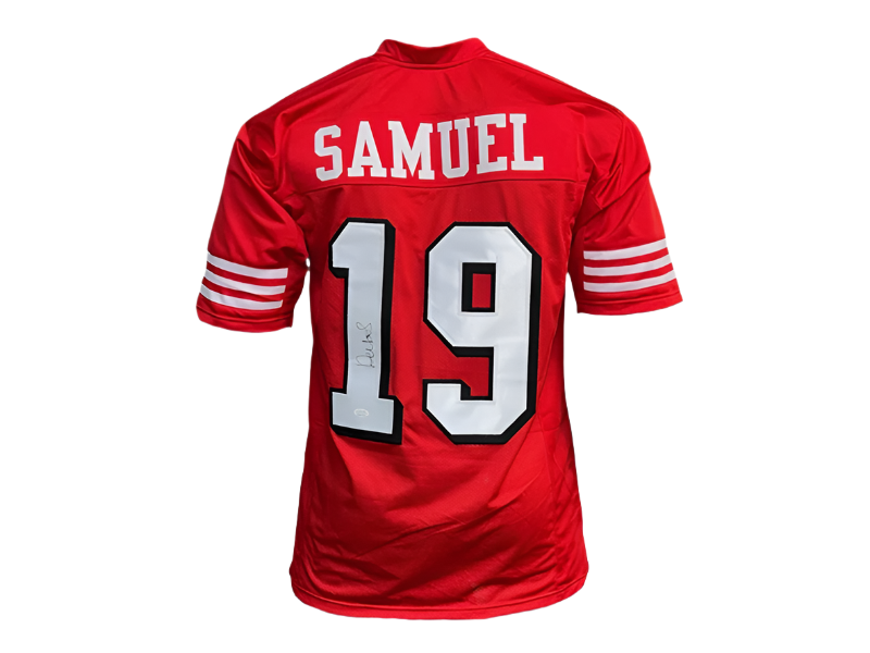 Deebo Samuel Autographed San Francisco Pro Style Red Shadow Football Number Jersey (JSA)