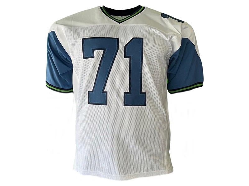 Walter Jones Autograpged HOF 14 Inscription Seattle White Football Jersey (JSA)