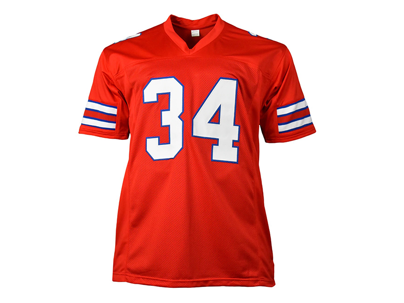 Thurman Thomas Autographed Pro-Style Red Football Jersey (JSA)