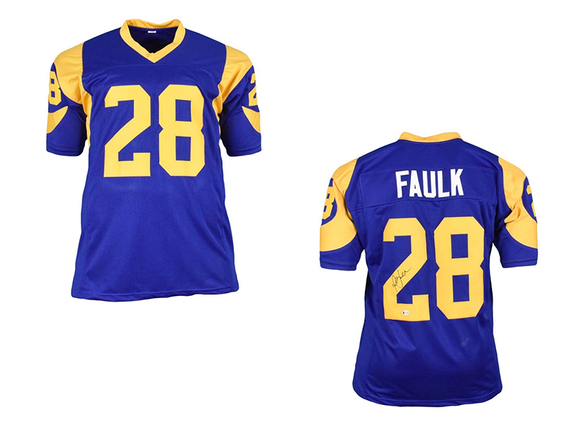 Marshall Faulk St. Louis Autographed Blue Pro Style Football Jersey JSA