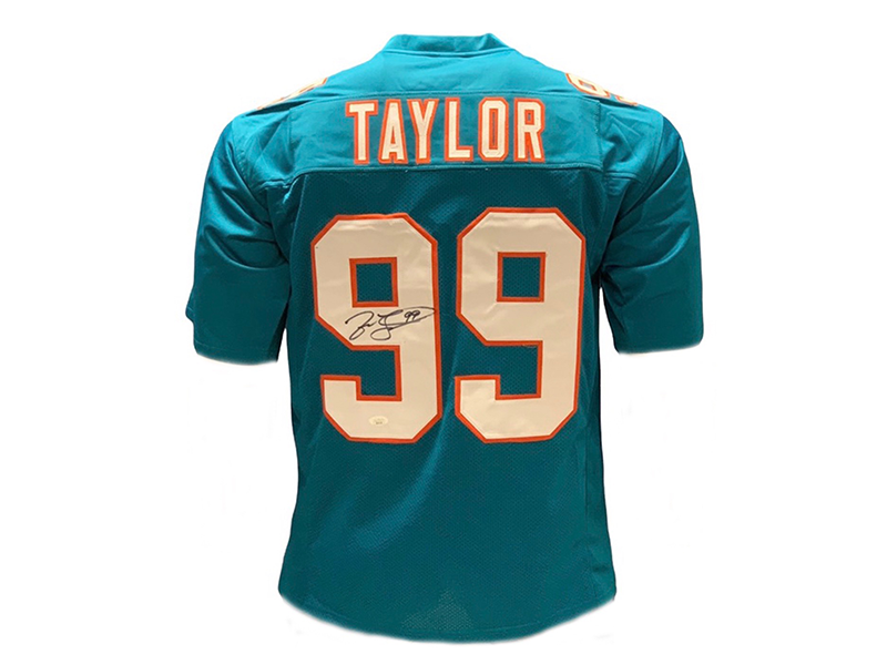 Jason Taylor Autographed Miami Aqua Football Jersey (JSA)