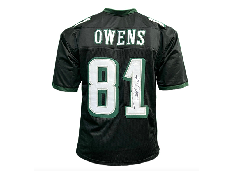 Terrell Owens Autographed Pro Style Green Football Jersey (JSA)