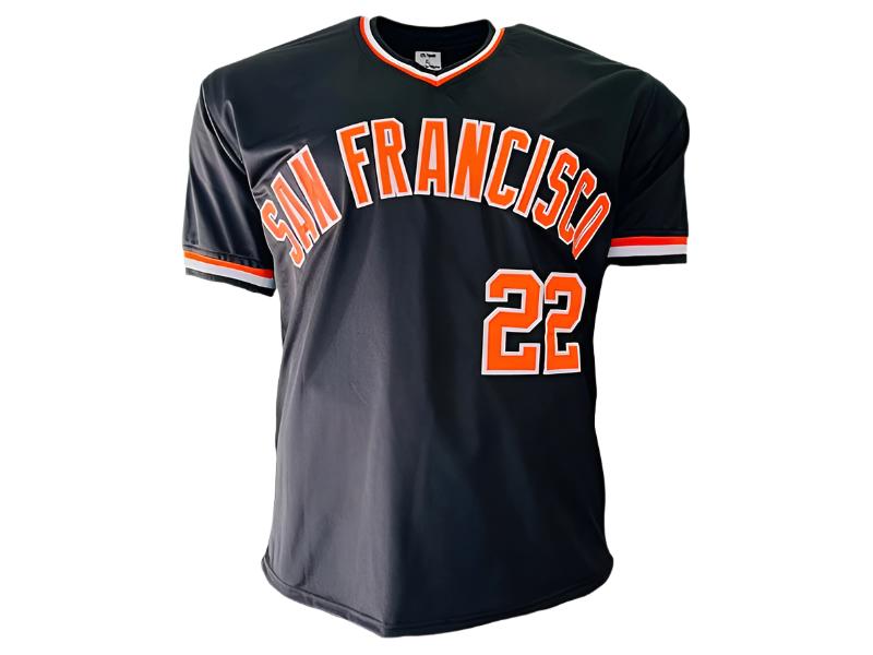 Jack Clark Signed San Francisco 4x All Star, 2x Silver Slugger, The Ripper Inscription San Francisco Black Pro Style Baseball Jersey (JSA)