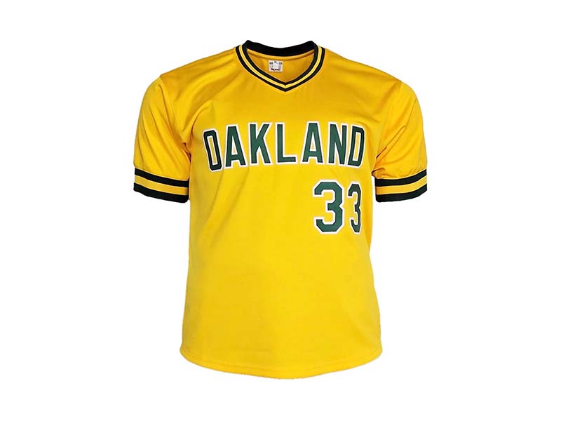 Jose Canseco Autographed 40/40 Inscription Oakland Yellow Baseball Jersey (JSA)