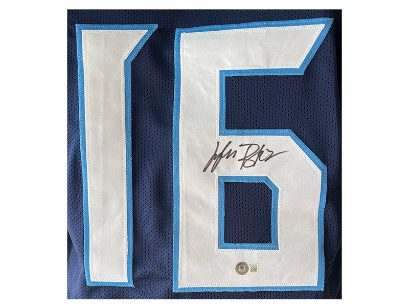 Treylon Burks Autographed Navy Blue Style Football Jersey Beckett