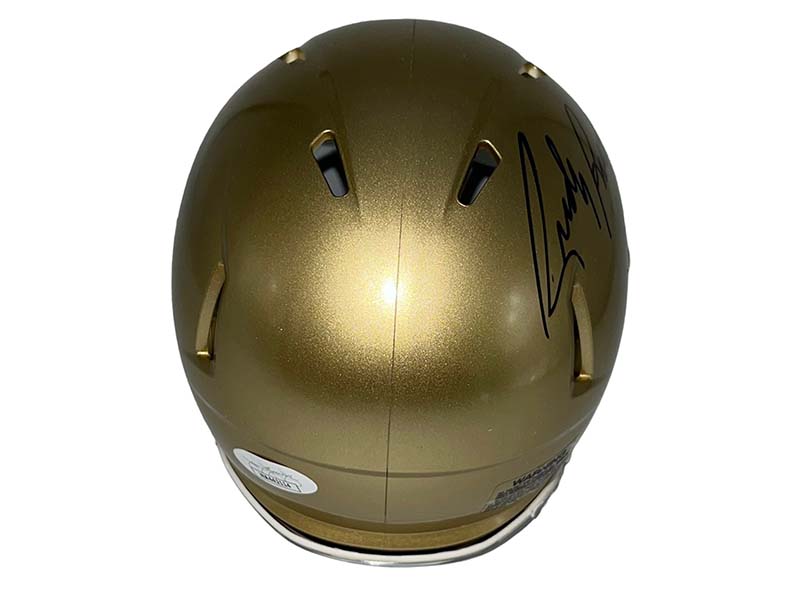 Rudy Ruettiger Autographed Notre Dame Fighting Irish Speed Mini Replica Football Helmet (JSA)