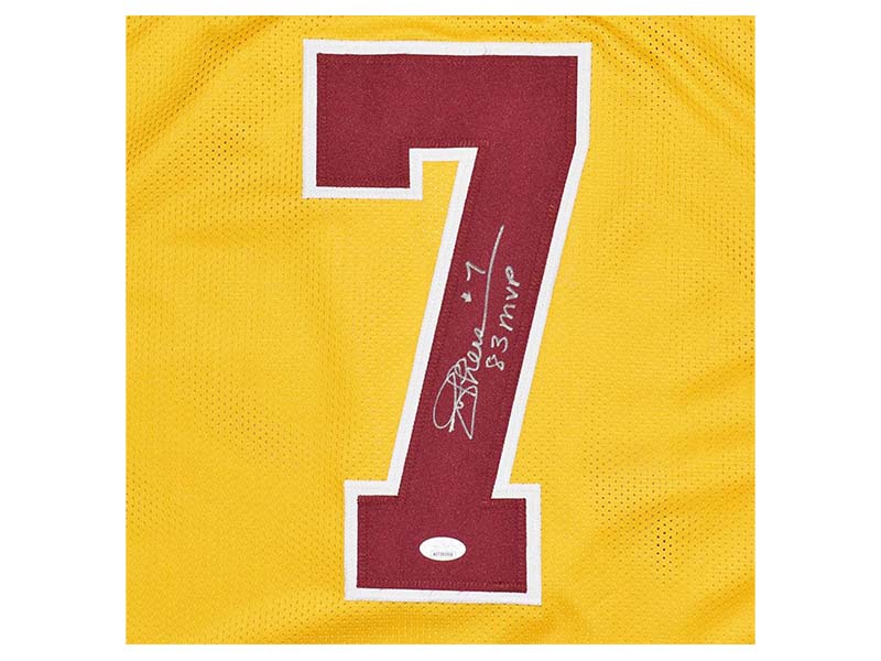 Joe Theismann Autographed 83 MVP Inscription Washington Yellow Football Jersey (JSA)