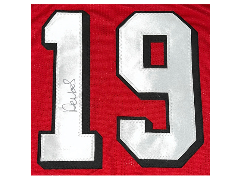 Deebo Samuel Autographed Pro Style Red Shadow Football Number Jersey (JSA)