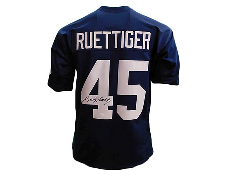 Rudy Ruettiger Autographed Blue Pro Style Football Jersey JSA