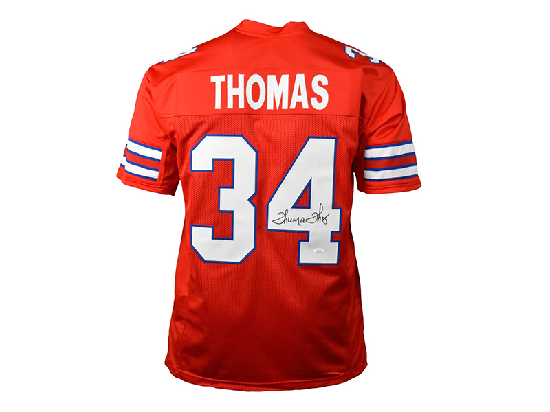 Thurman Thomas Autographed Pro-Style Red Football Jersey (JSA)