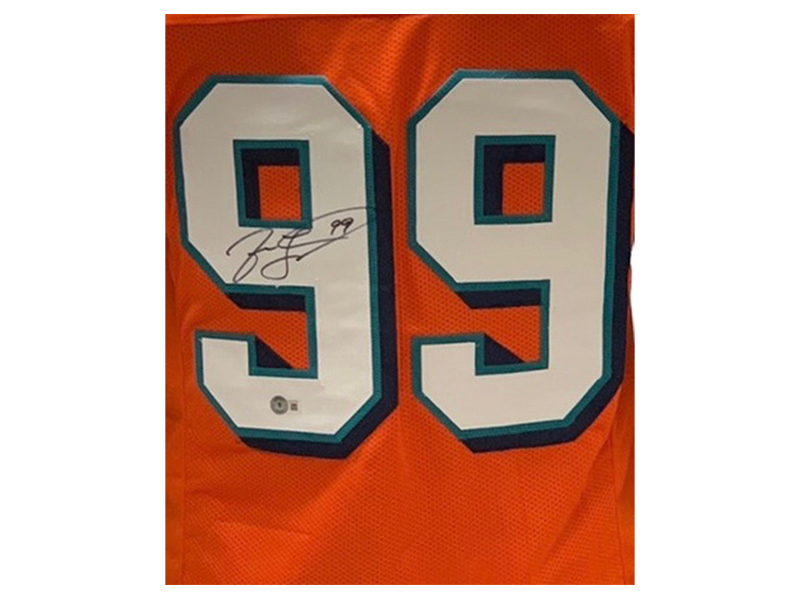 Jason Taylor Autographed Pro Style Orange Football Jersey (Beckett)