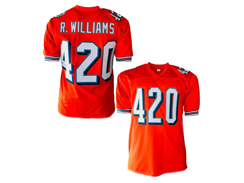 Ricky Williams Autographed 420 Miami Pro Style Orange Football Jersey (JSA)