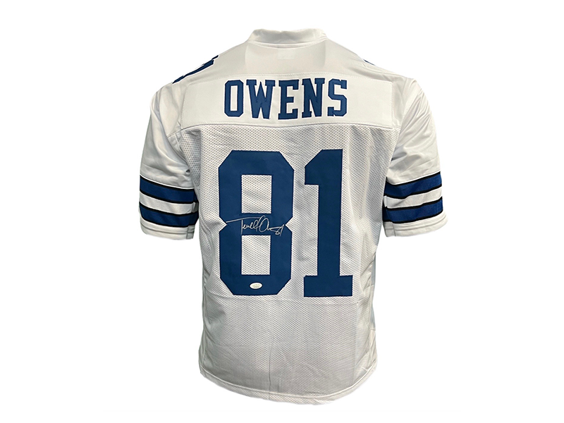 Terrell Owens Autographed Pro Style White Football Jersey (JSA)