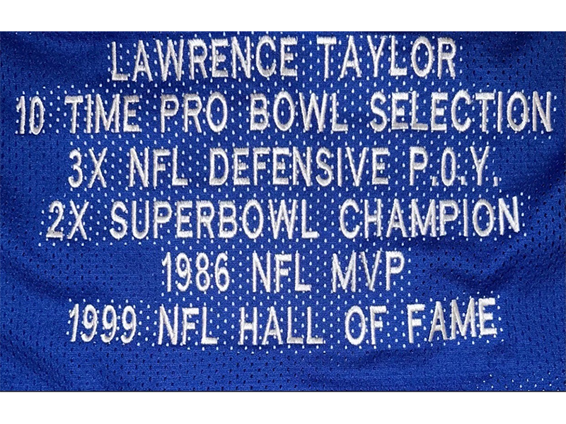 Lawrence Taylor Signed Custom Blue Stat Football Jersey (JSA)