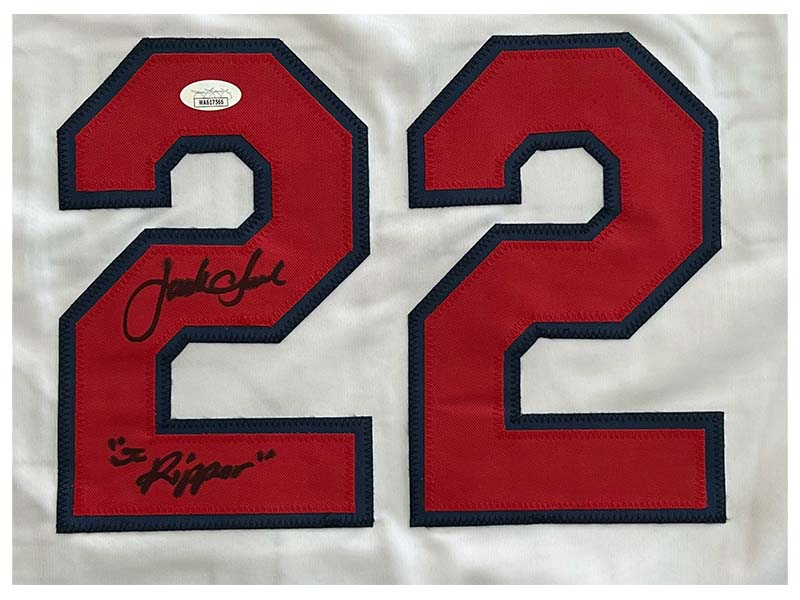 Jack Clark Autographed The Ripper Inscription St. Louis White Baseball Jersey JSA