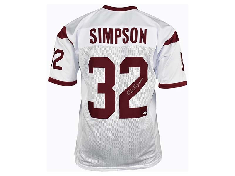 OJ Simpson Autographed College-Edition White Football Jersey (JSA)