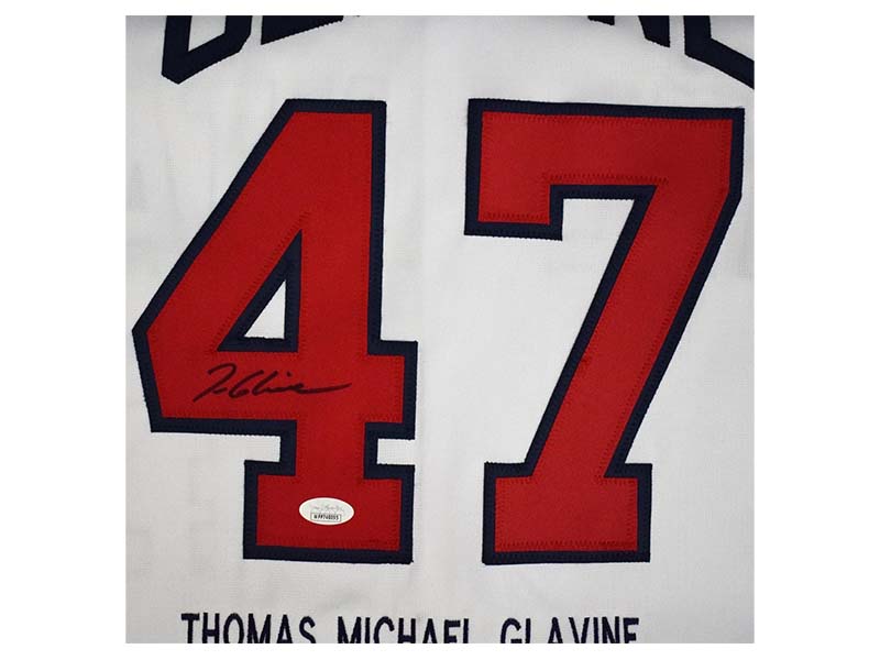 Tom Glavine Autographed Atlanta Custom White Stats Baseball Jersey (JSA)