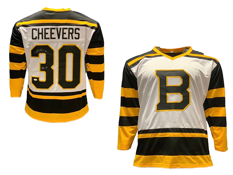 Gerry Cheevers Boston HOF-85 Incs Autographed Hockey Jersey White (JSA) HOF 85 Inscription