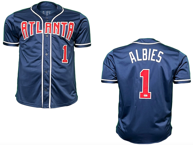 Ozzie Albies Autographed Atlanta Pro Style Baseball Jersey Blue (Beckett)