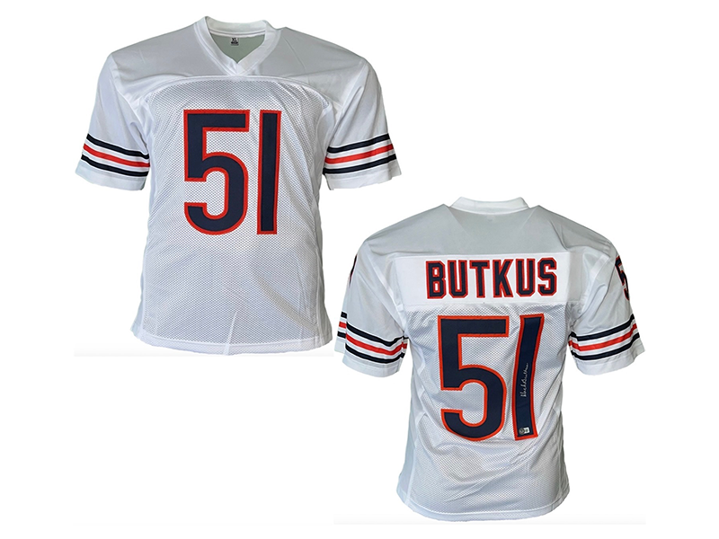 Dick Butkus Autographed Pro Style Football Jersey White (Beckett)