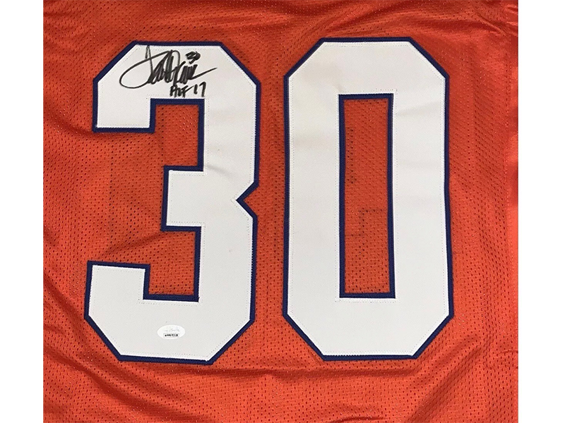 Terrell Davis Signed HOF 17 Inscription Denver Pro Orange Throwback Jersey (JSA)