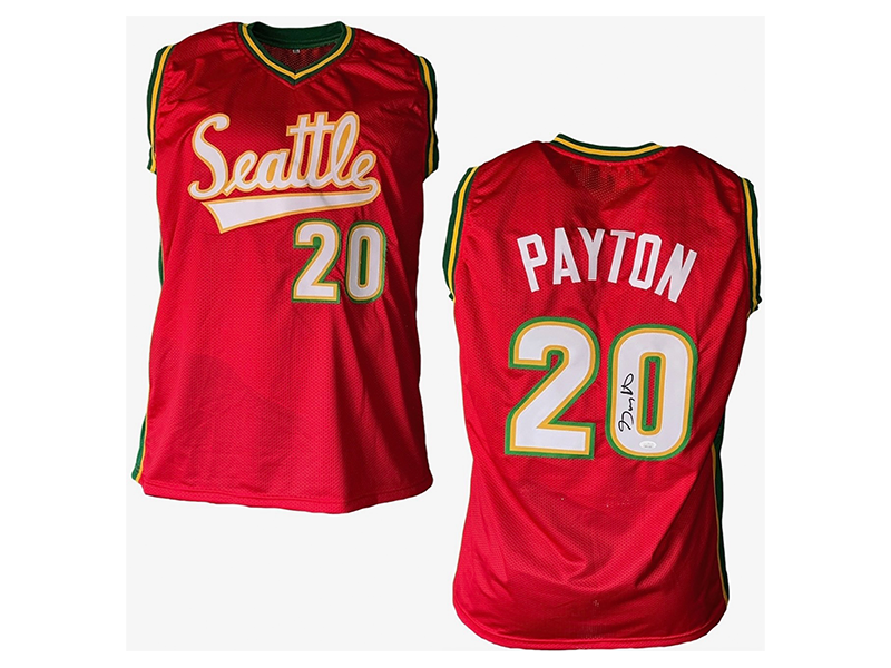 Gary Payton Autographed Seattle Red Basketball Jersey (JSA)