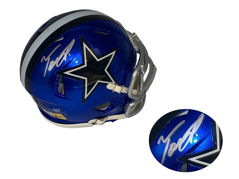 Tony Pollard Autographed Dallas Cowboys Flash Mini Helmet JSA