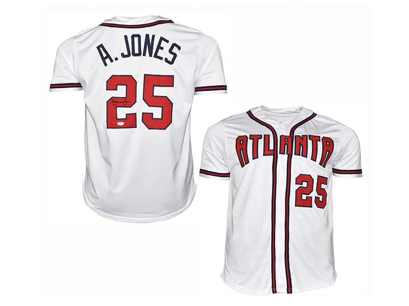 Andruw Jones Autographed Pro Style White Baseball Jersey (JSA)