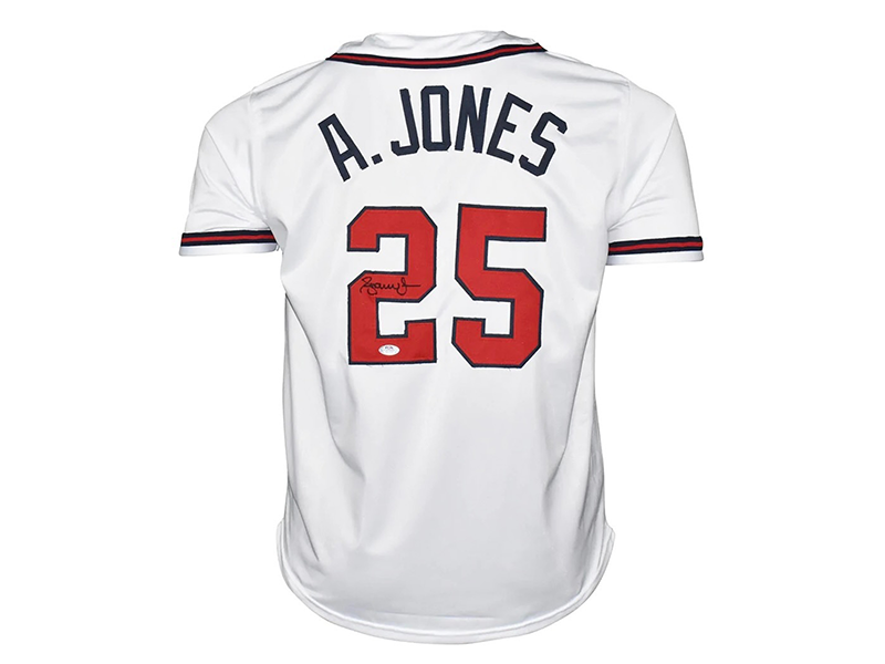 Andruw Jones Autographed Pro Style White Baseball Jersey (JSA)