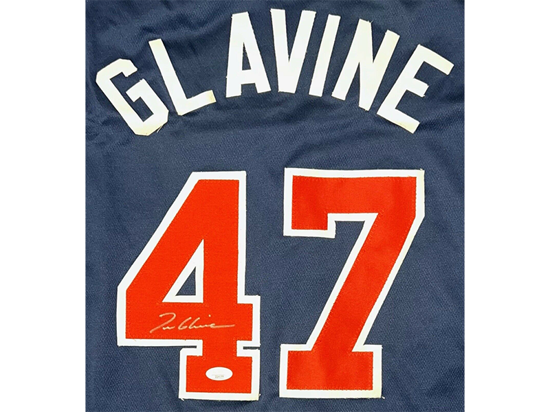 Tom Glavine Autographed Atlanta Baseball Jersey Dark Blue (JSA)