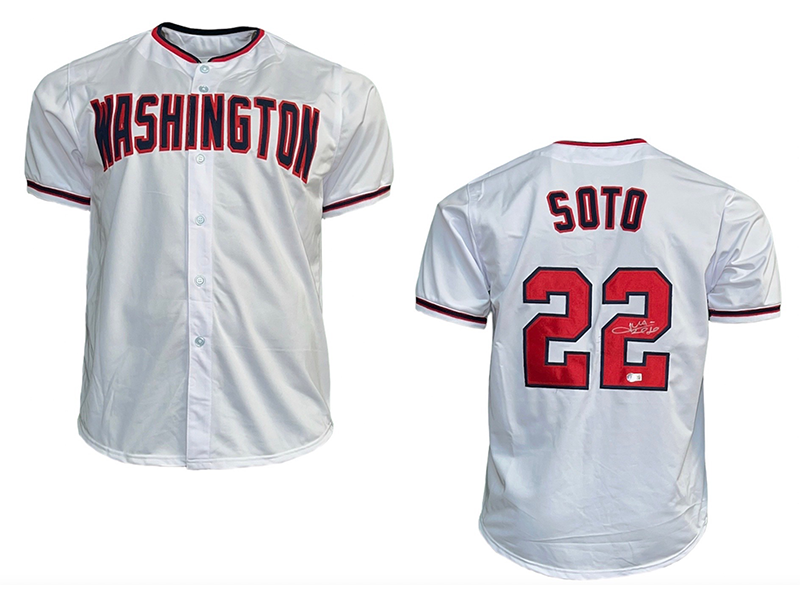 Juan Soto Autographed Washington White  Baseball Jersey Beckett