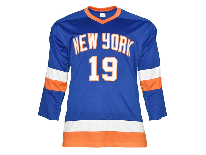 Bryan Trottier Autographed New York Blue Hockey Jersey (JSA )