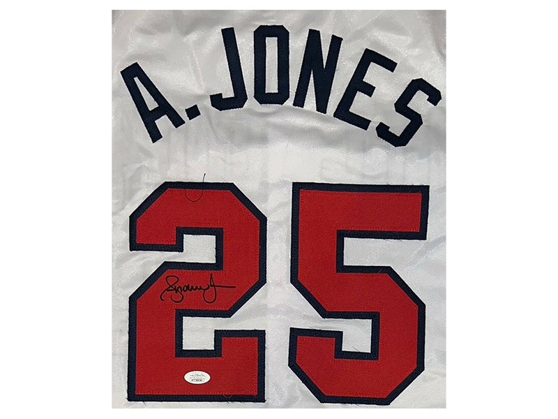 Andruw Jones Autographed Pro Style White Baseball Jersey (JSA)