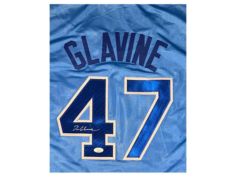 Tom Glavine Autographed Pro Style Baseball Jersey Powder Blue (JSA)