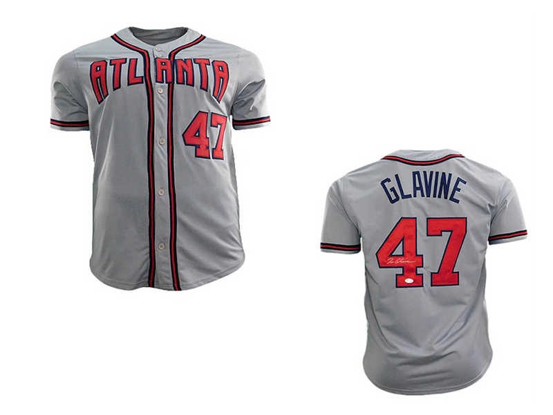 Tom Glavine Autographed Pro Style Baseball Jersey Gray (JSA)