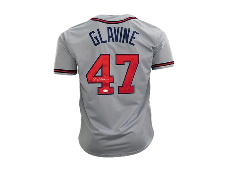 Tom Glavine Autographed Pro Style Baseball Jersey Gray (JSA)