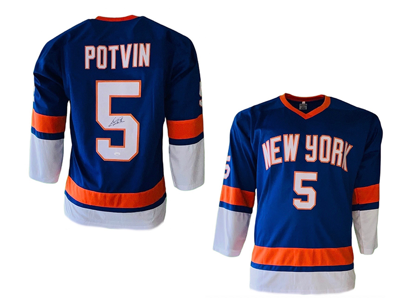 Denis Potvin Autographed New York Blue Hockey Jersey (JSA)