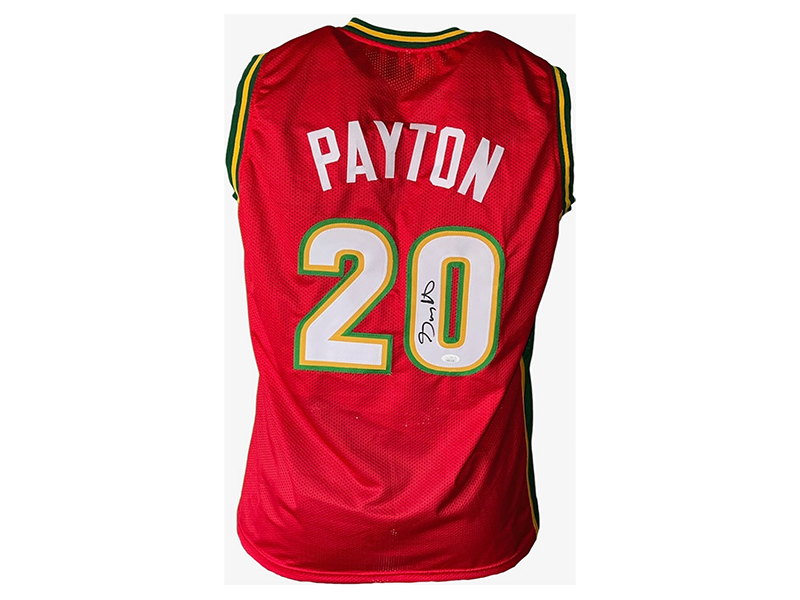 Gary Payton Autographed Seattle Red Basketball Jersey (JSA)
